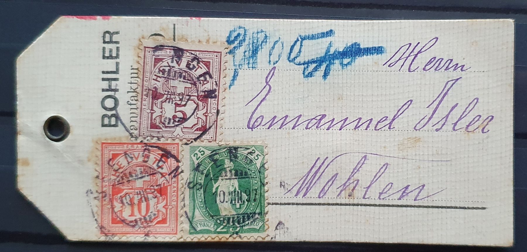 Tutti i francobolli: 2 Paketanhänger Stehende Helvetia – Usato da Kreuzlingen venduto da Rschweiz1 2