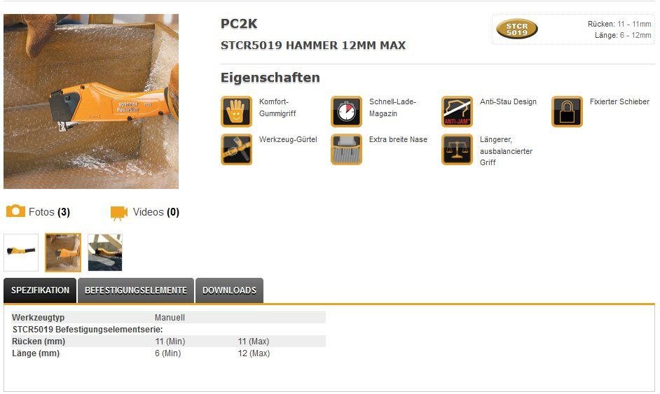 Bostitch Tous les outils: Bostitch Handhefthammer Hammertacker PC2K 06-12mm – Neuf avec emballage d'origine à Kägiswil par pebart 1