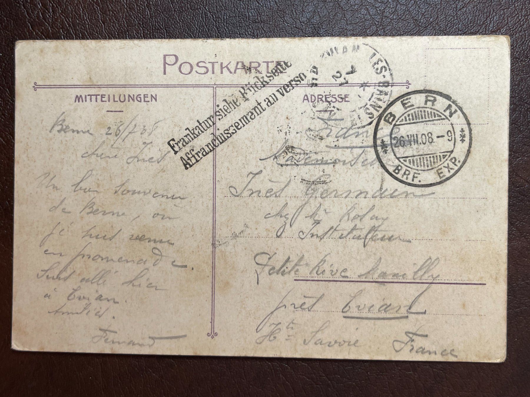 Ansichtskarten: AK Bern - Südansicht - 1908 – Gebraucht aus Steg VS von _vinci_ 1
