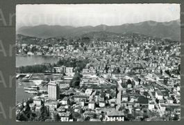 AK sw Lugano TI Lido e Cassarate,Massagno von oben ≈ 1968