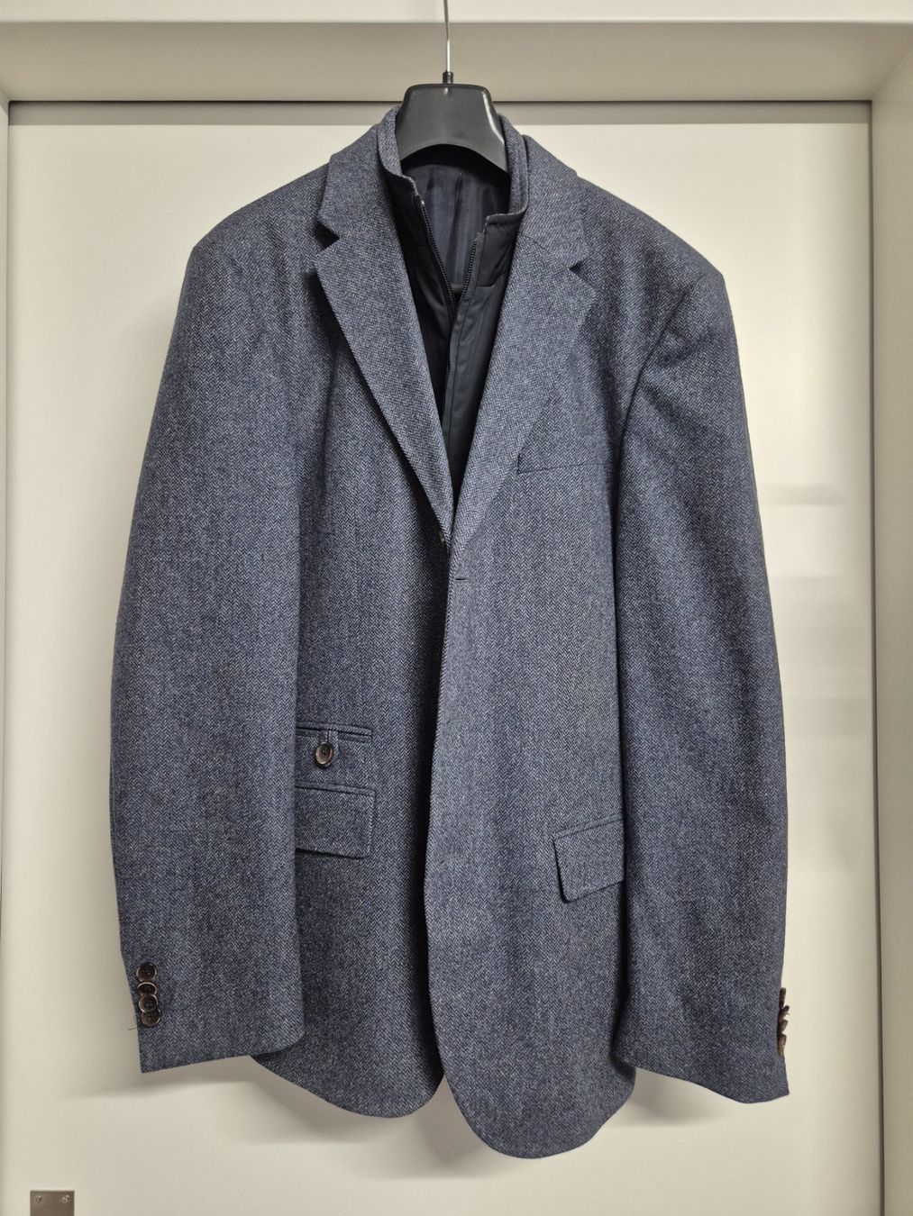 Herren Sakko Hugo Boss blau/grau Fischgrätenmuster Grösse 48 (Gebraucht ...