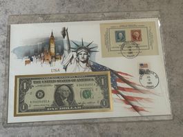Grossbrief USA m. 1 Dollar Note, Ersttag, 18. 7. 1985