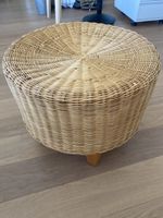 Hocker Rattangeflecht natur Holzfüsse Ø 50cm