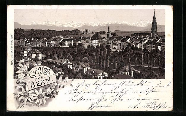 Cartoline postali: Vorläufer-Lithographie Bern, 1895, Stad – Usato da Berlin venduto da bartko-reher
