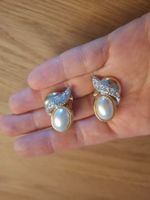 Elegante  VintaOhrclips mit Perle und Strass - Vintage Chic!