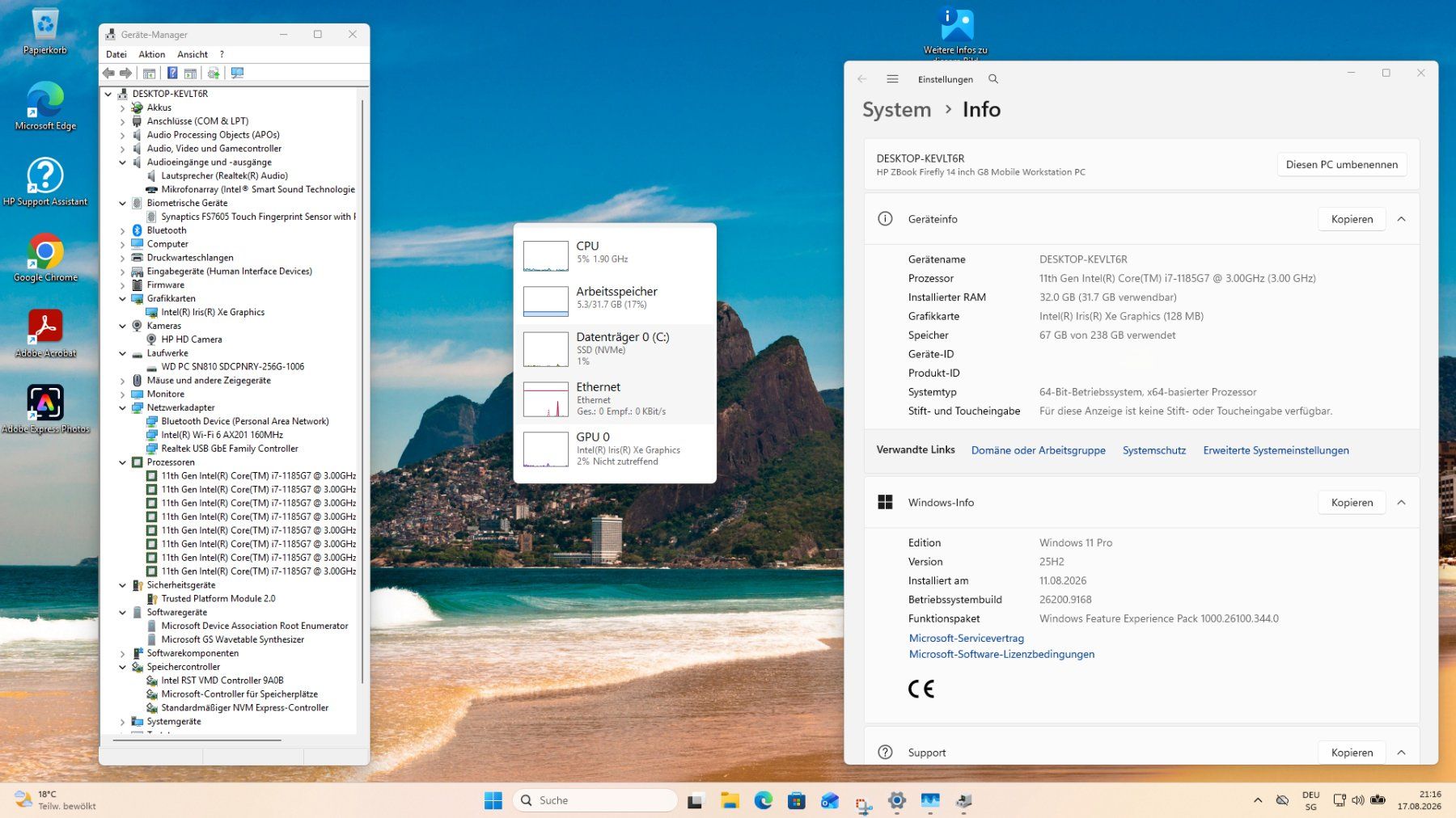 Hewlett Packard Notebook: HP ZBook 14 G8 - Win 11 Pro – Usato da Spreitenbach venduto da PremiumNotebooks 7