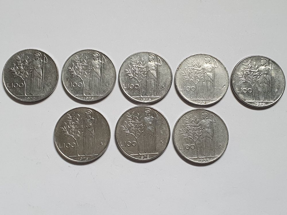 8 Stk. 100 italienische Lira 1956 1979 Kaufen auf Ricardo