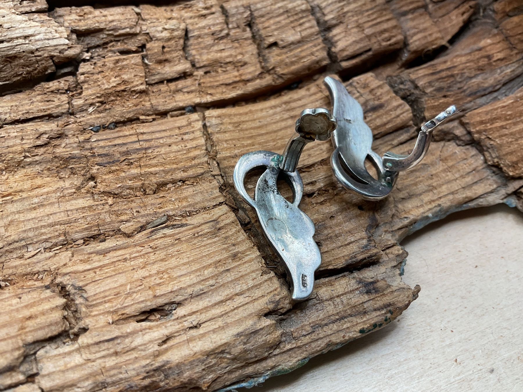 Orecchini pendenti & Orecchini a lobo: Antike Ohrclips in Sterlingsilber mit Markasiten – Usato da Luzern venduto da S.Kern01 2
