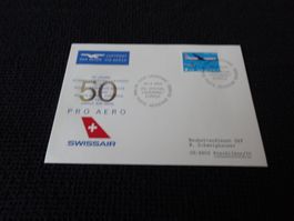 1 Sonderbrief Swissair 50 Jahre Flugpostverkehr 30.4.1969