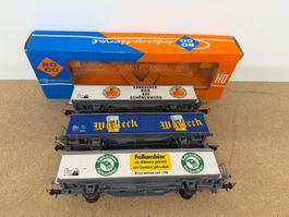 Spur H0 3er Set Roco 2 achsige Bierwagen DC