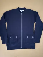 Bonpoint wool Navy Knit Zip-Up Cardigan