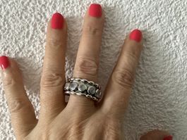 Ring Silber mit Mondsteinen Innenteil dreht sich