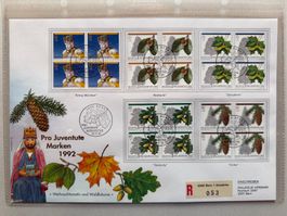 FDC Grossbrief Pro Juventute Weihnacht + Waldbäume 1992  ET
