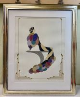 Lithografie 37/160 elegante Dame signiert simon et bruno