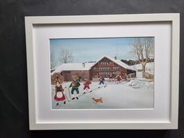 BLÄSS UND ZITA BILD HINTER PASSEPARTOUT MIT RAHMEN