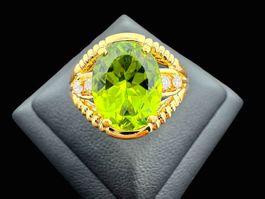 Peridot 2.5c Diamanten Ring 18k Gelbgold Grösse 54 *S2212