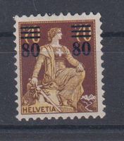 Sitzende Helvetia mit Überdruck 80/70 Rp. 1915 / Postfrisch