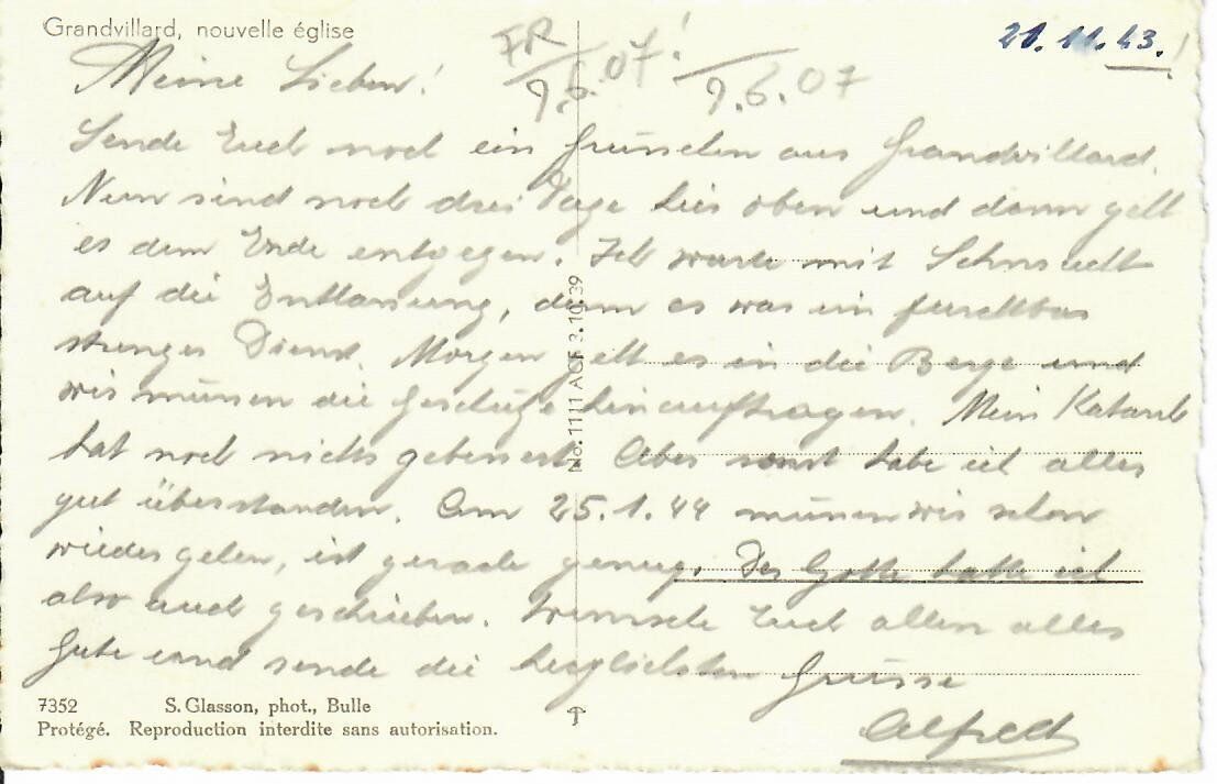 Cartoline postali: Grandvillard 1943 – Usato da Hochdorf venduto da Ziegel-16 1