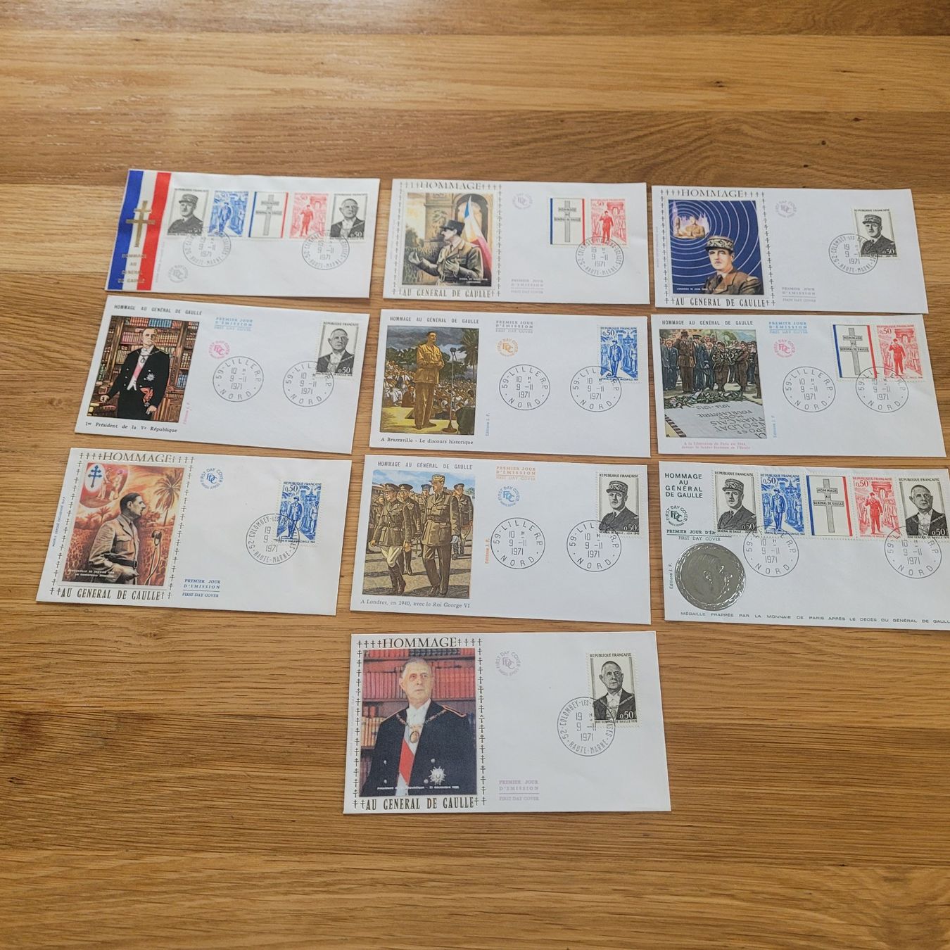 Tutti i francobolli: Lot FDC Général De Gaulle – Usato da Biel/Bienne venduto da Destockweb