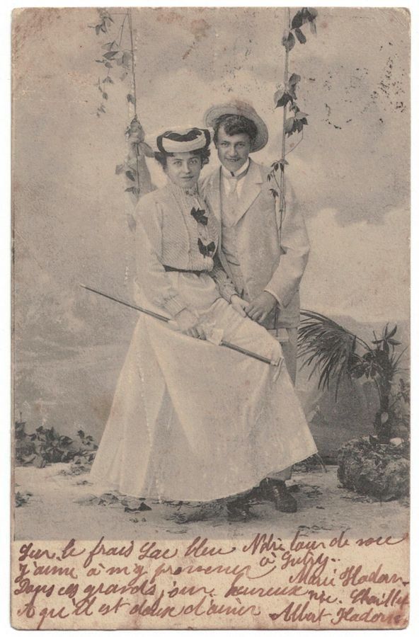 Cartoline postali: Romantik: Paar auf einer Schaukel – Usato da Frauenfeld venduto da POML