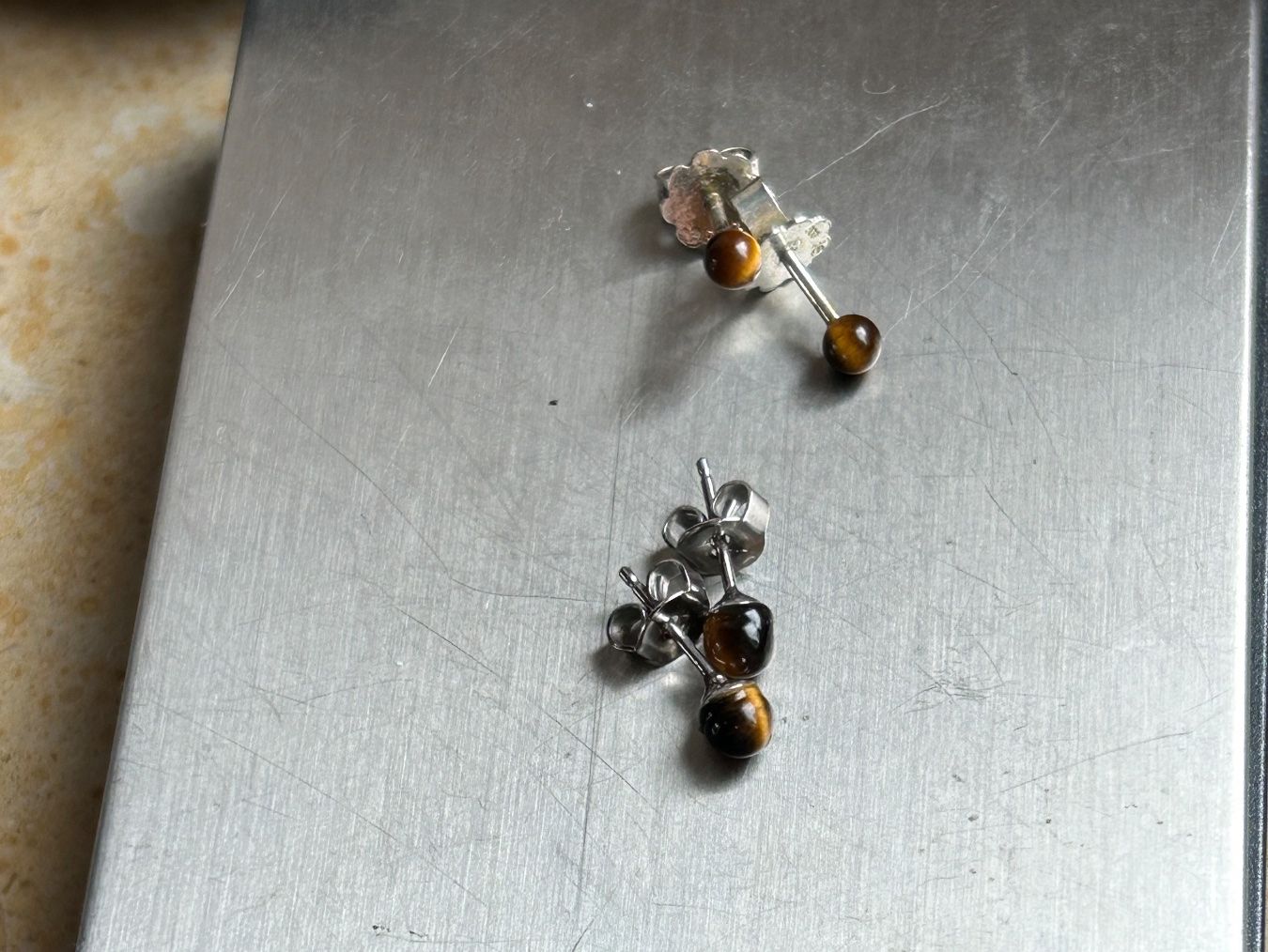 Orecchini pendenti & Orecchini a lobo: Silberohrenstecker TIGERAUGEN knopf – Usato da Dittingen venduto da Bellevista 6