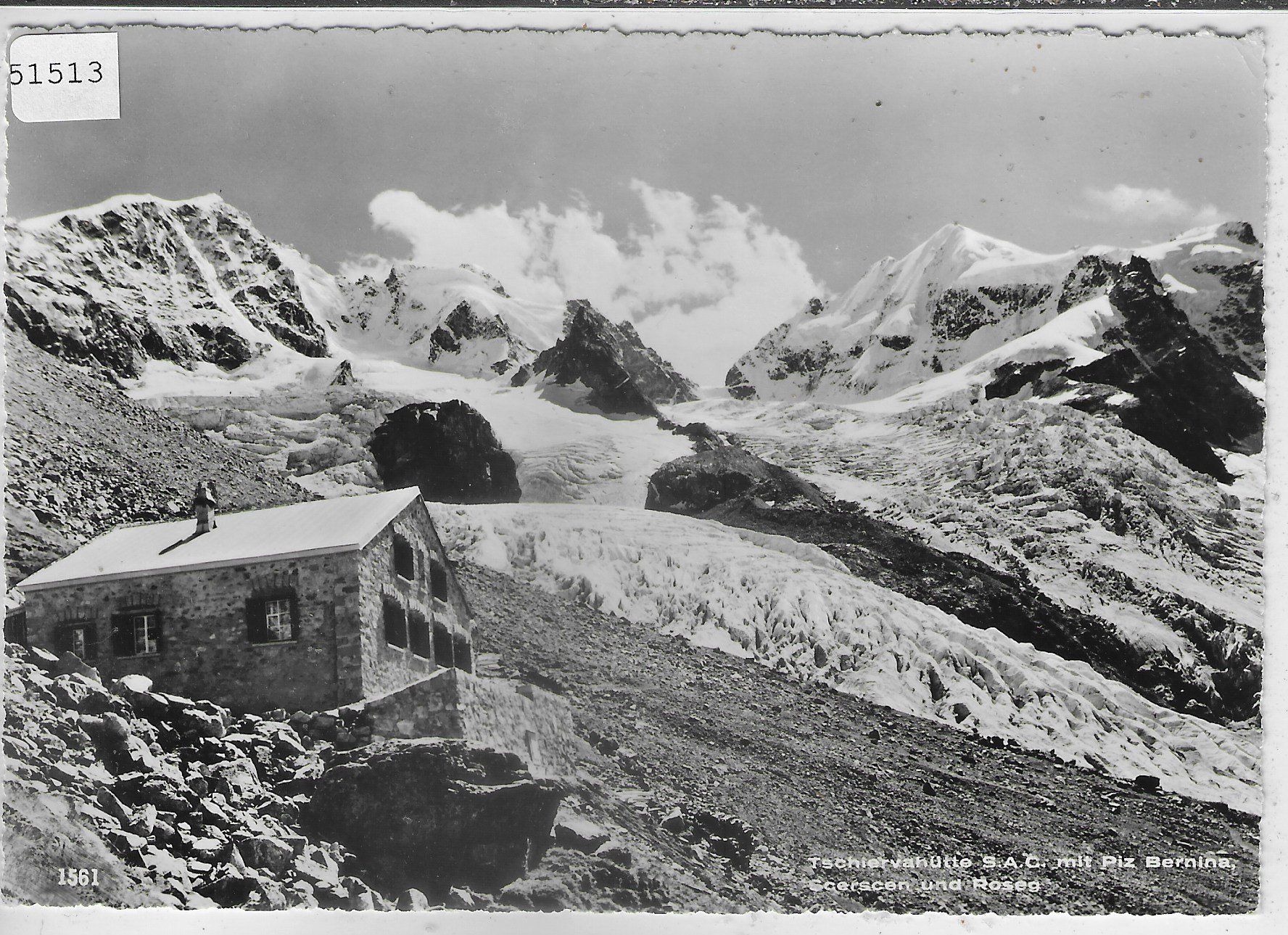 Cartoline postali: Tschiervahütte C.A.S. mit Piz Bernina – Usato da Ettingen venduto da Kartenplanet