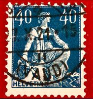 Stark dezentriert Helvetia mit Schwert  mit Stempel