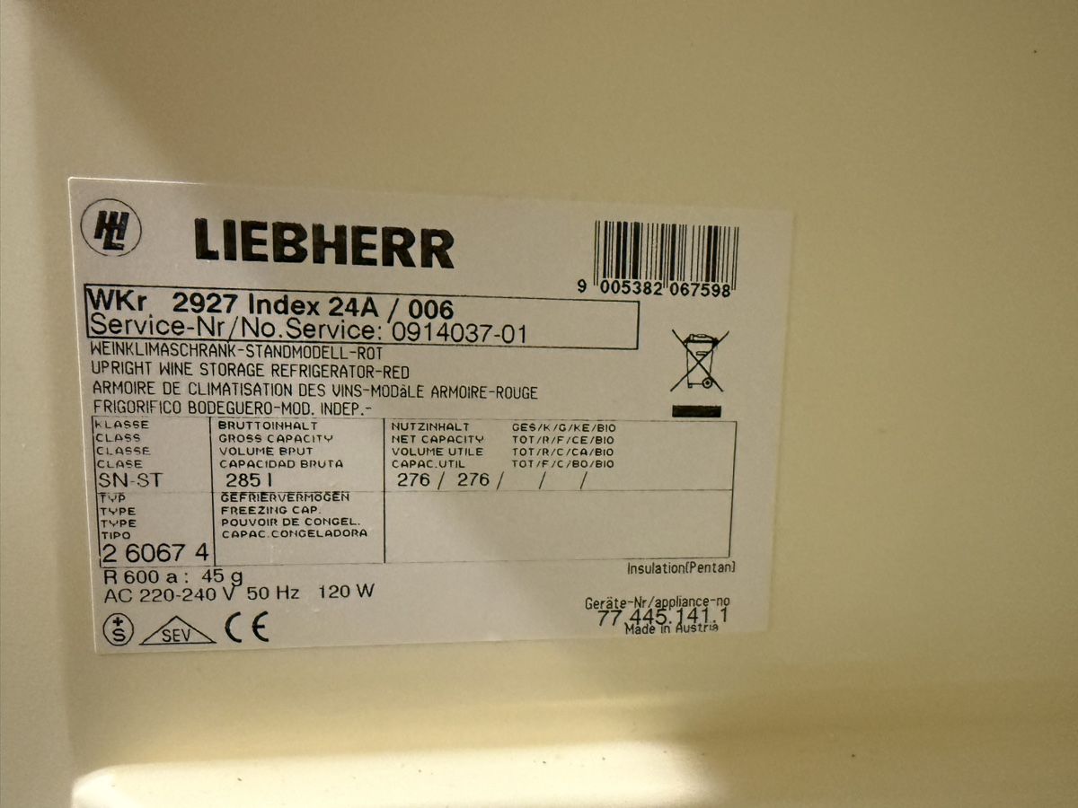 Frigoriferi: Weinkühlschrank -Wine storage refrigerator - Liebherr Vinoth – Usato da Basel venduto da azd_stn6 2