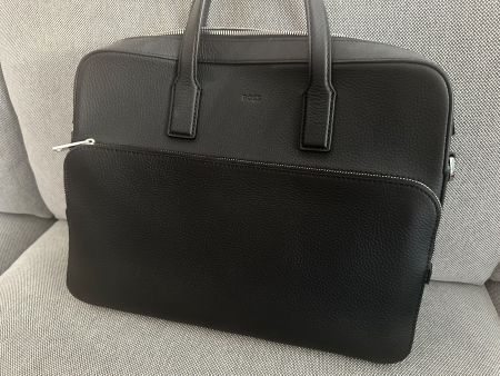 Original BOSS Leder Business Tasche Laptoptasche Schwarz 15"