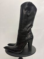 Gianmarco Lorenzi Cowboy Stiefel Leder schwarz hoch 38 spitz