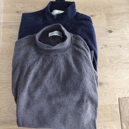 2-er Set Pullover Della Ciana 100% Merino Blau & Braun 52 XL