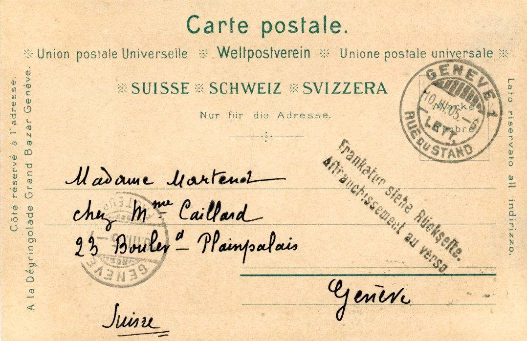 Cartoline postali: Genève  GE  -    Costume         en  1 9 0 5 – Usato da Brig venduto da Valcards54 1