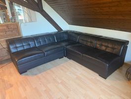 Ecksofa Leder schwarz gebraucht in gutem Zustand