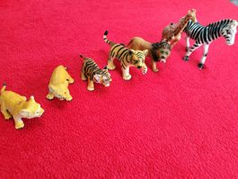 7 Tierfiguren Safari Wildtiere Löwe Tiger Giraffe Zebra.