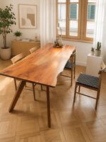 Design Esstisch Akazie Massivholz & 4 Stühle  Baumkante