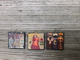 Holz: Set von 3 handbemalten Bildern