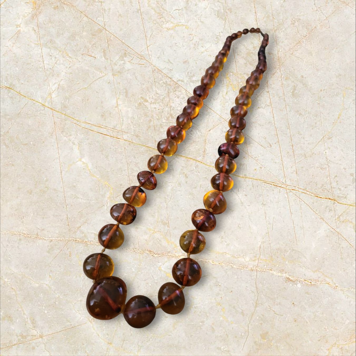 Catenine: Elegante Bernstein Kette🧡 – Usato da Unterägeri venduto da Altgoldschmuck 1