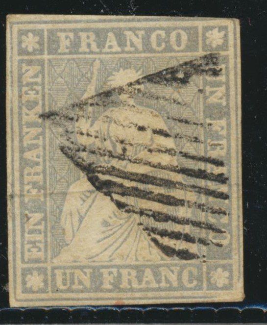 Alle Briefmarken: Strubel 1 Fr. 27 c vollrandig – Gebraucht aus Roggwil BE von Stampdealer3