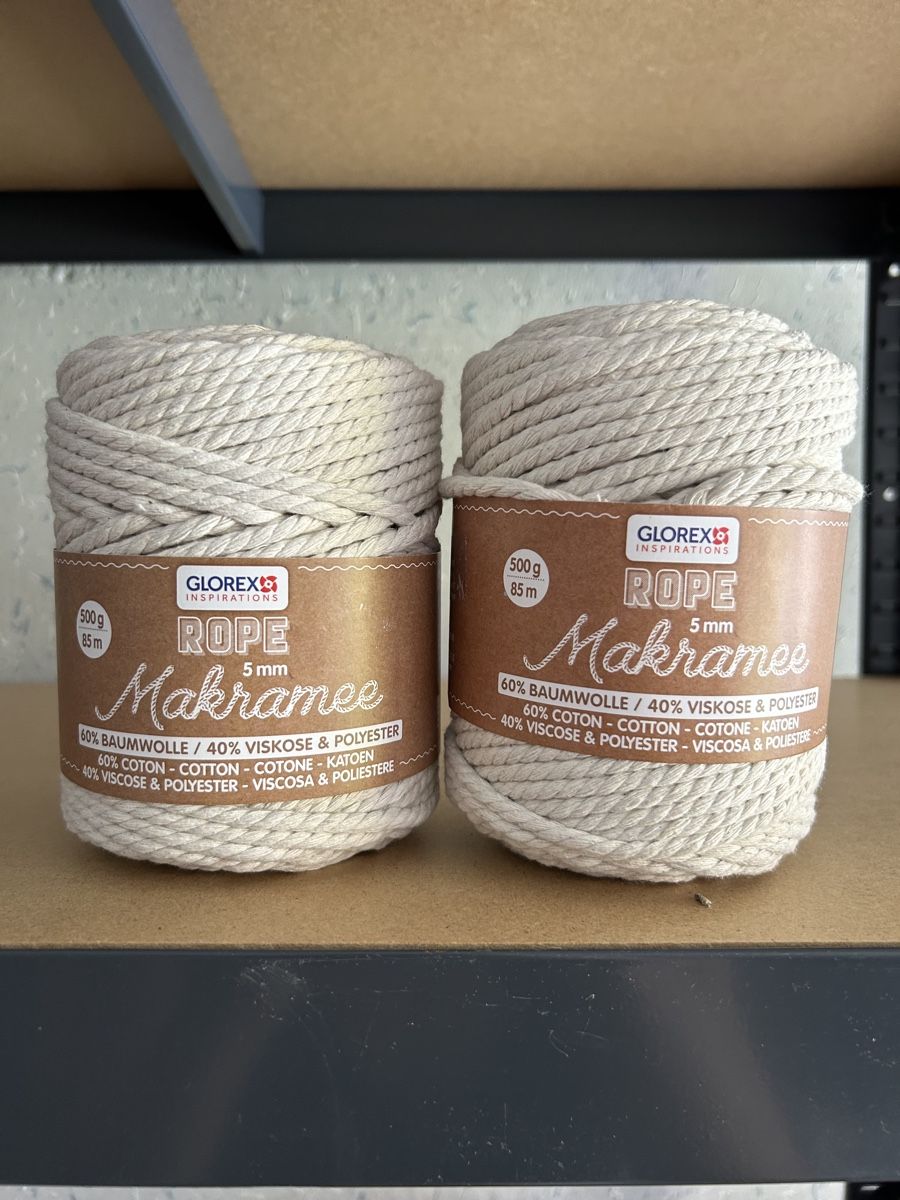 2x Glorex Makramee Rope 5mm, Natur, je 500g, 85m (Neu und ...