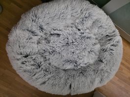 Hundebett rund flauschig grau neu