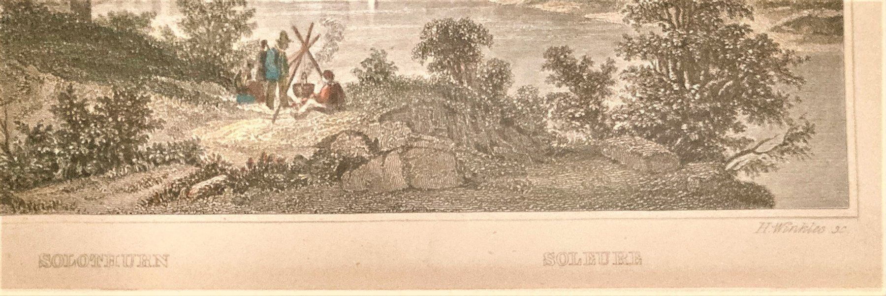Grafiken & Lithographien: Antiker Stich Lithographie Solothurn farbig Goldrahmen – Gebraucht aus Wangen b. Olten von Buntgemischt 4