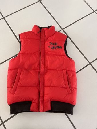 Wendeweste Daunenweste WE Gr. 134/140 rot schwarz kariert