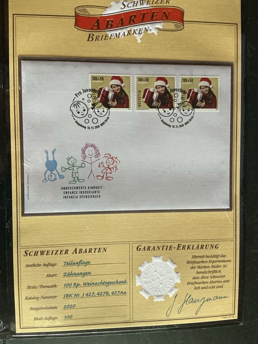 Tutti i francobolli: Schweizer Briefmarken: Weihnachtsgeschenk 2020, Abart – Usato da Hedingen venduto da Juniswiss