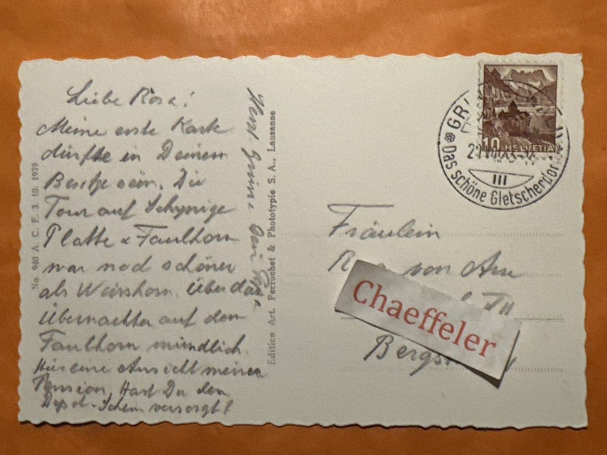 Cartoline postali: 1943 10623 Grindelwald Kirche mit Schulhaus – Usato da Zürich venduto da Chaeffeler 1