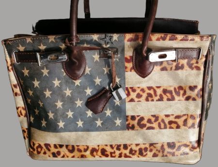Extravagante Handtasche USA-Leoprint, guter Allgemeinzustand