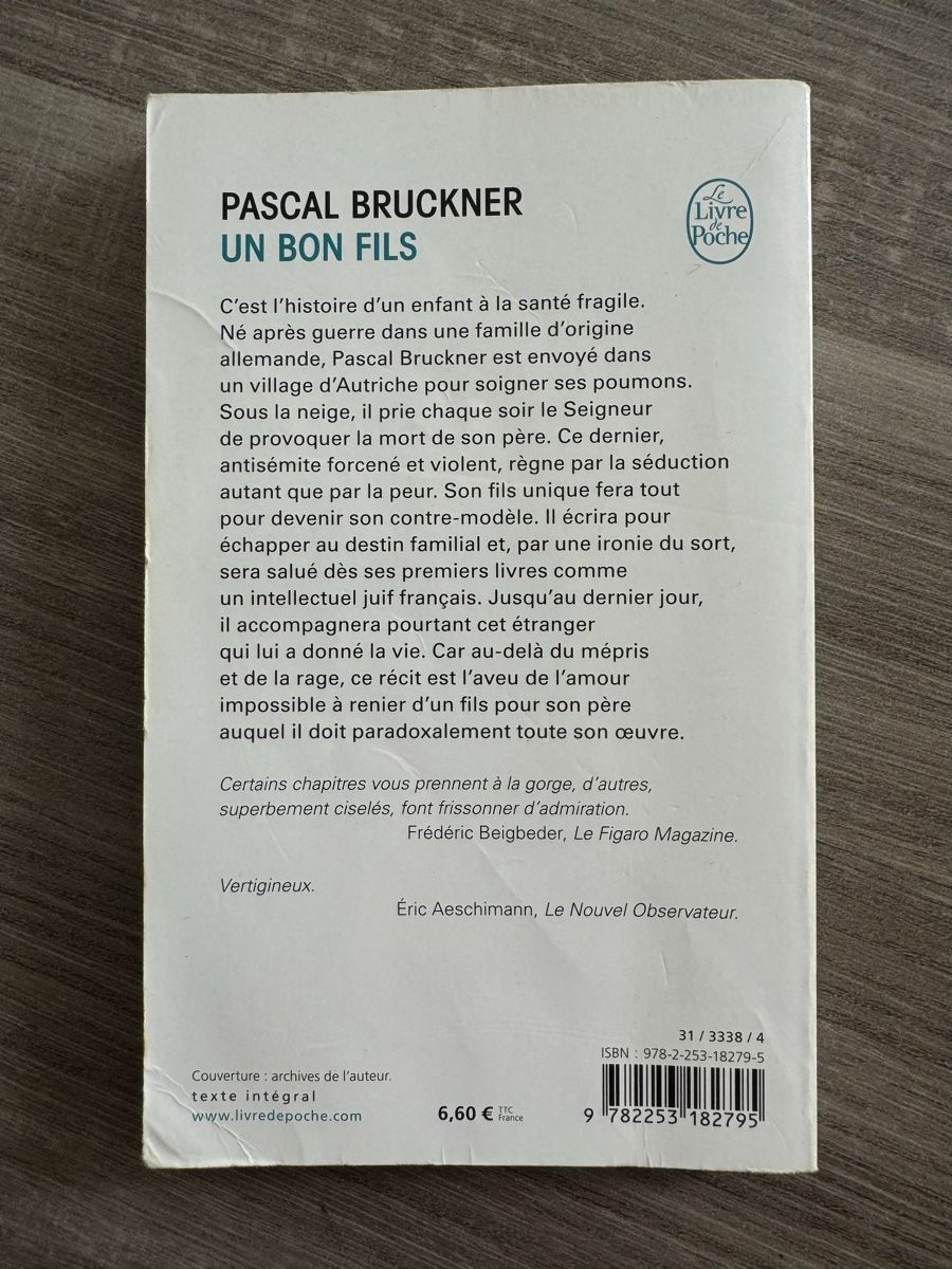 Libri: Livre "Un bon fils", Pascal Bruckner. – Usato da Vevey venduto da Matx 1