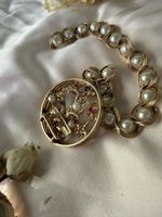 Rare pendentif vintage or 14K saphirs émeraude perles 29 g