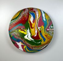 Acryl-Flüssigmalerei, kreisförmig