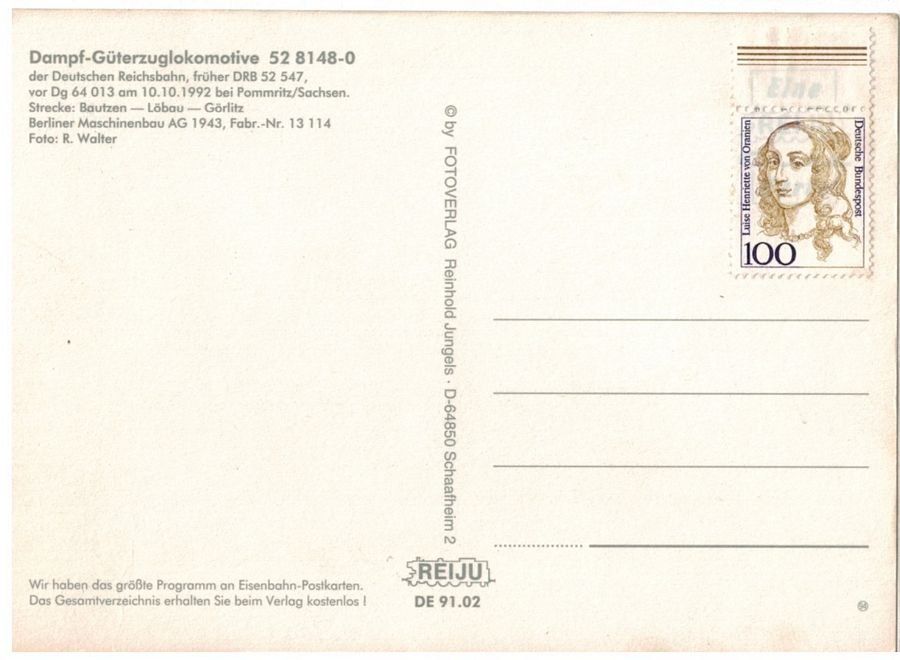 Cartoline postali: Dampf-Güterzuglok Deutsche Reichsbahn – Usato da Frauenfeld venduto da POML 1