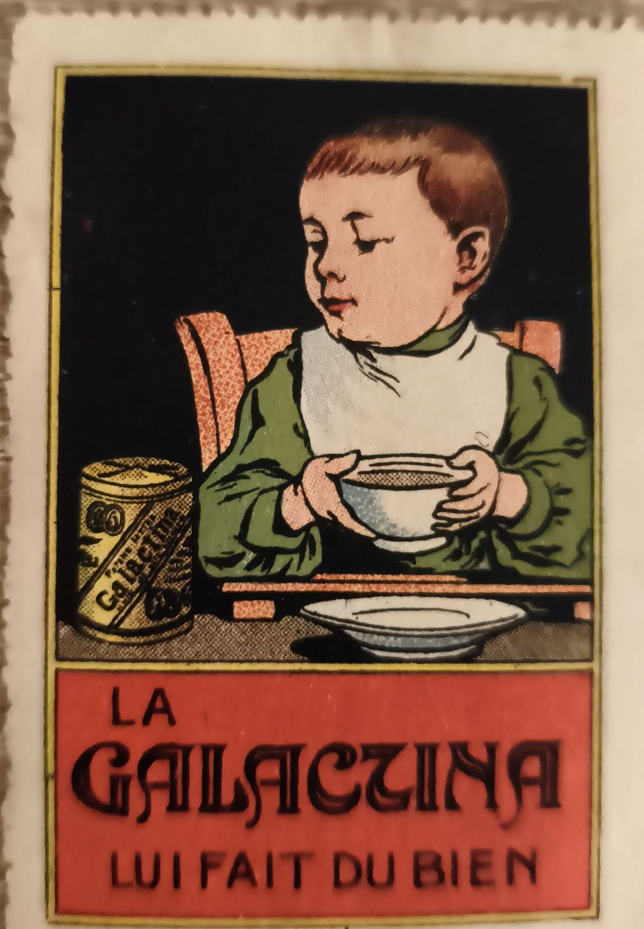 Vignette autostradali: Annonce ancienne La Galactina enfant mangeant – Usato da Prilly venduto da jor_x27s